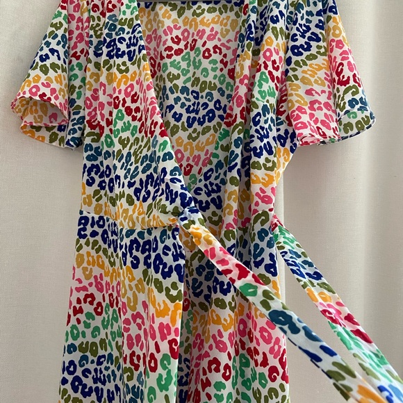 Never Fully Dressed Colorful Midi Wrap Dress - Picture 3 of 5
